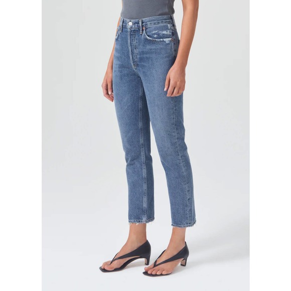 AGOLDE RILEY HIGH RISE STRAIGHT CROP JEAN IN FREQUENCY - Picture 4 of 10